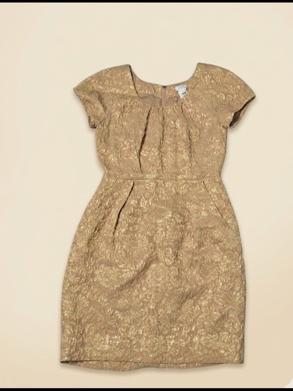 J. Crew Gold Floral Jacquard Midi Dress